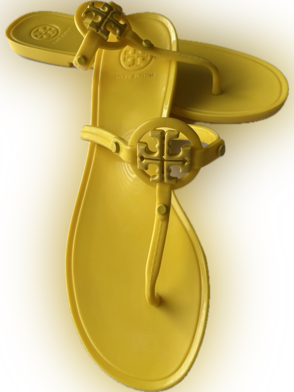 Tory Burch Jelly Flip Flop Sandals - Bright Yellow and Waterproof Size 8